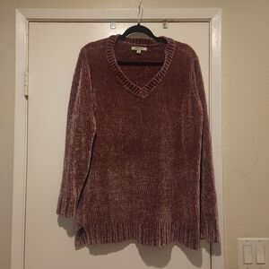 Orvis Women's V-Neck Chenille Sweater - Burgandy